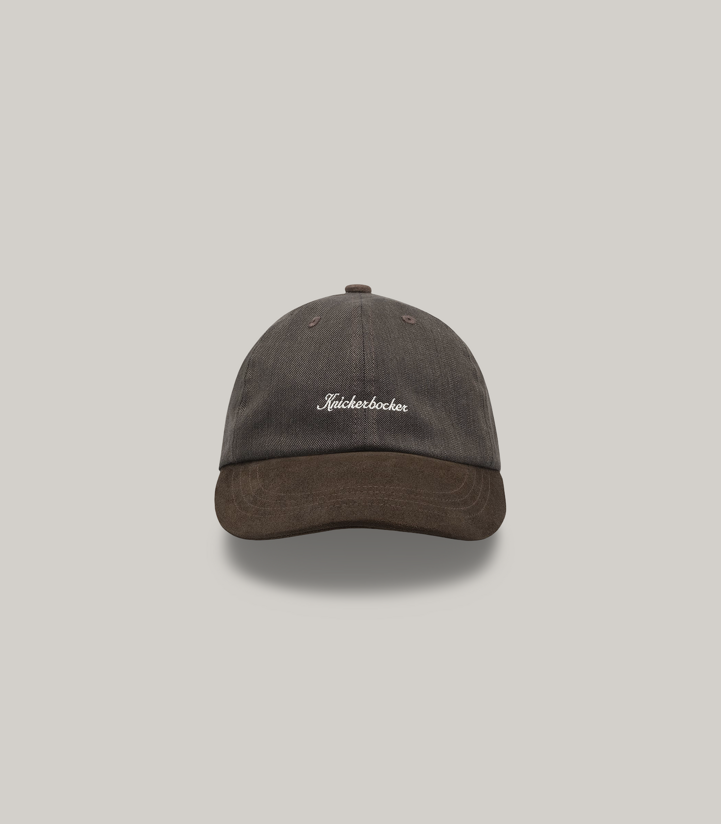 KNICKERBOCKER SCRIPT COTTON & LINEN CAP - COFFEE