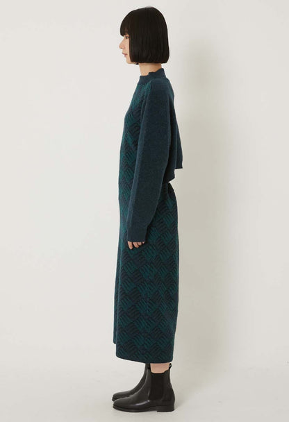 BLUE BLUE JAPAN WOMEN'S WIND AND WAVE PATTERN DRESS - TEAL