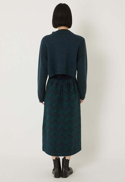 BLUE BLUE JAPAN WOMEN'S WIND AND WAVE PATTERN DRESS - TEAL