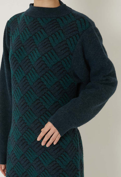 BLUE BLUE JAPAN WOMEN'S WIND AND WAVE PATTERN DRESS - TEAL
