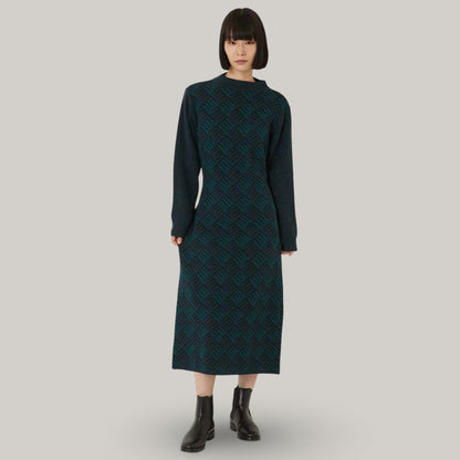 BLUE BLUE JAPAN WOMEN'S WIND AND WAVE PATTERN DRESS - TEAL