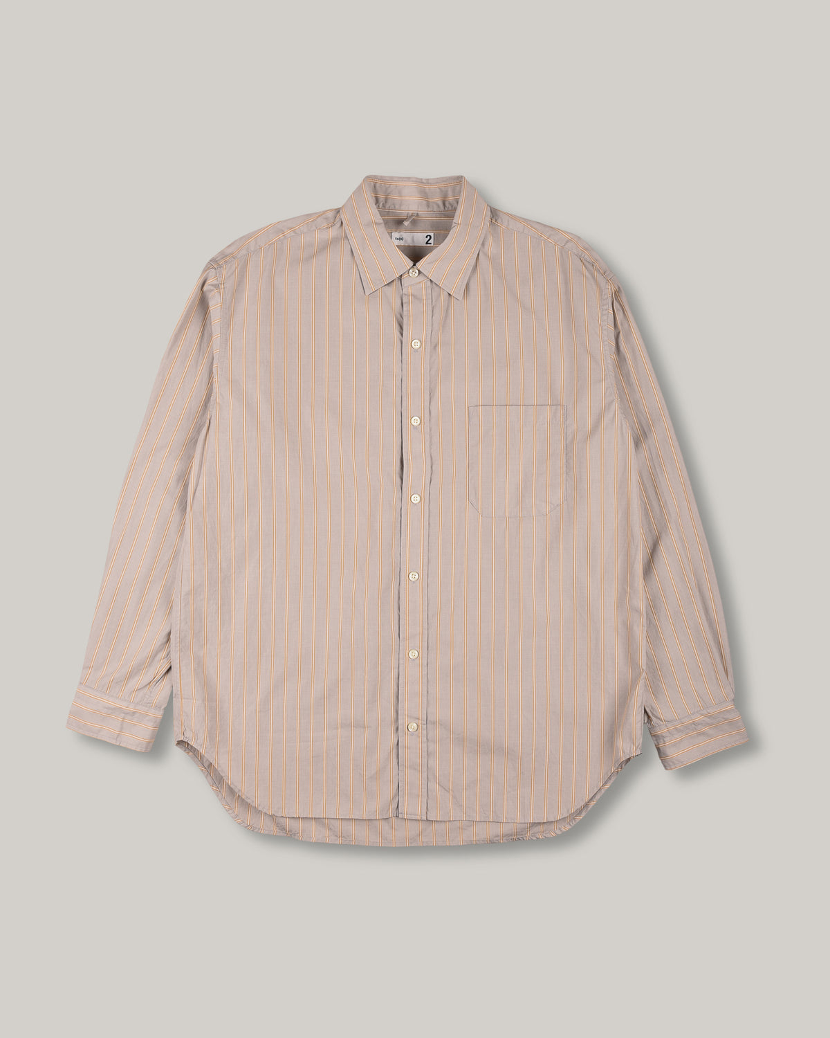TS(S) STRIPE COTTON POPLIN CLOTH BAGGY FIT SHIRT - GREY
