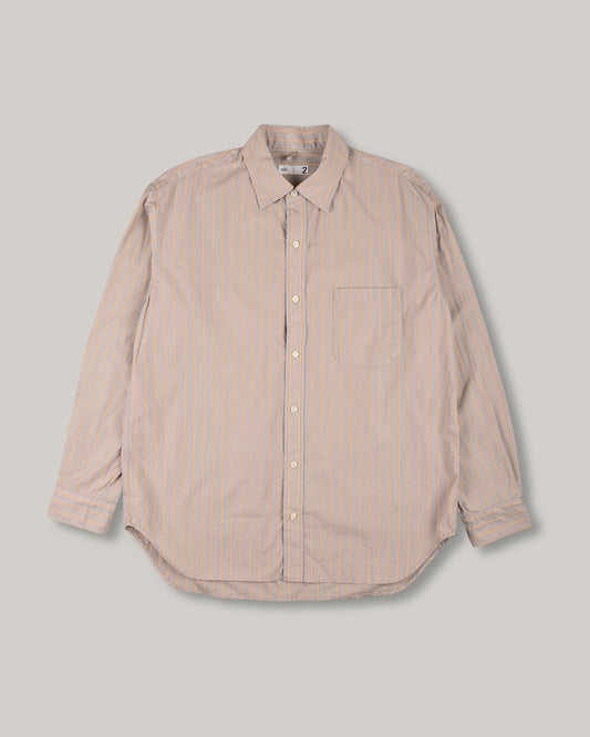 TS(S) STRIPE COTTON POPLIN CLOTH BAGGY FIT SHIRT - GREY