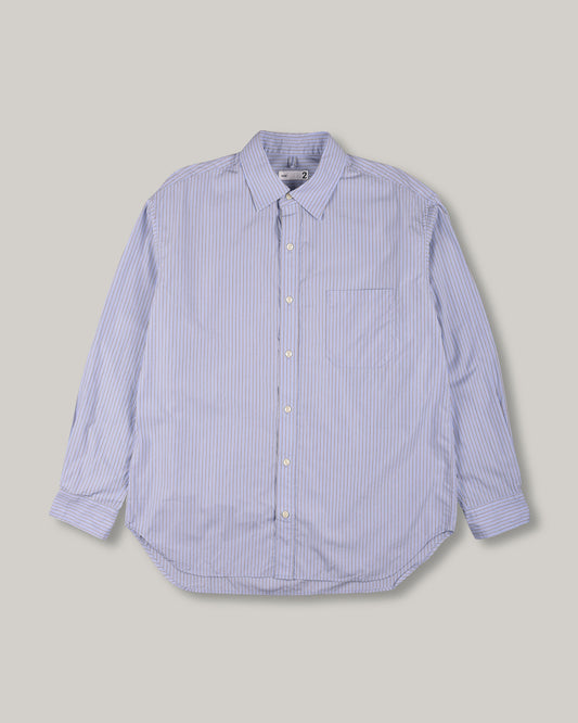 TS(S) STRIPE COTTON POPLIN CLOTH BAGGY FIT SHIRT - BLUE