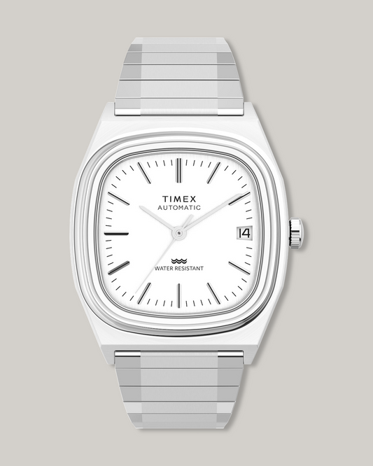 TIMEX® AUTOMATIC 1983 E LINE REISSUE 34MM STAINLESS STEEL EXPANSION BAND WATCH