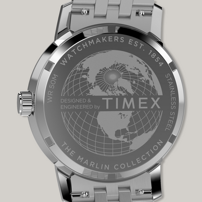 TIMEX MARLIN® QUARTZ GMT 40MM STAINLESS STEEL BRACELET WATCH - BLUE DIAL