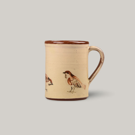 TENDER SGRAFFITO HAND-THROWN MUG - SPARROWS