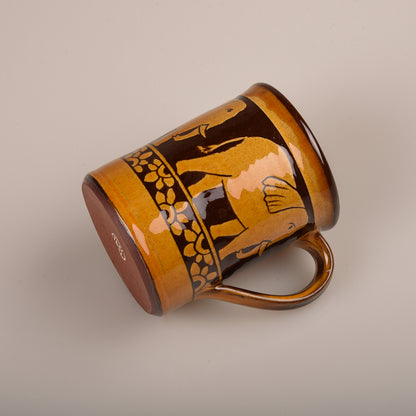 TENDER SGRAFFITO HAND-THROWN MUG - AMBER ELEPHANTS