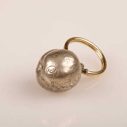 TENDER CO. LOST WAX CAST BRASS CRAB APPLE KEYRING - WHITE BRONZE