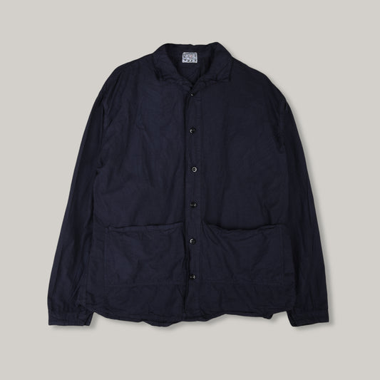 TENDER FLIPPED COLLAR SHIRT - ECRU LAWN - HADAL BLUE