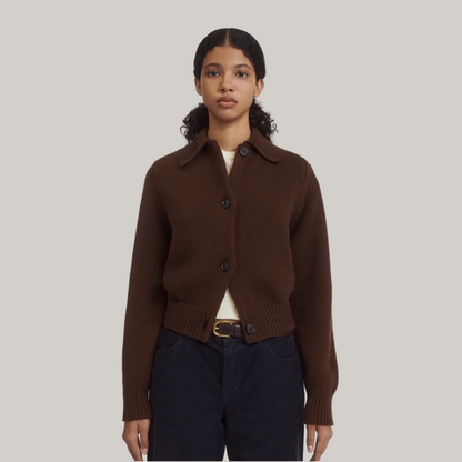 &DAUGHTER WINNY COLLARED JACKET - DARK BROWN