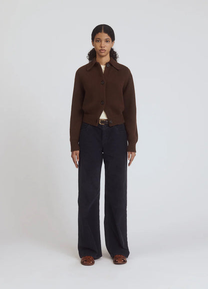 &DAUGHTER WINNY COLLARED JACKET - DARK BROWN
