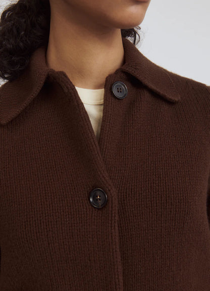 &DAUGHTER WINNY COLLARED JACKET - DARK BROWN