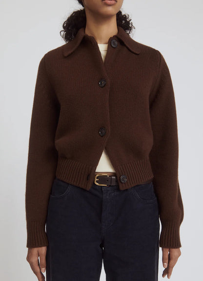 &DAUGHTER WINNY COLLARED JACKET - DARK BROWN