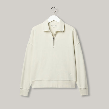 MERZ B. SCHWANEN WOMEN'S ZIP COLLAR SWEATSHIRT - CASHEW