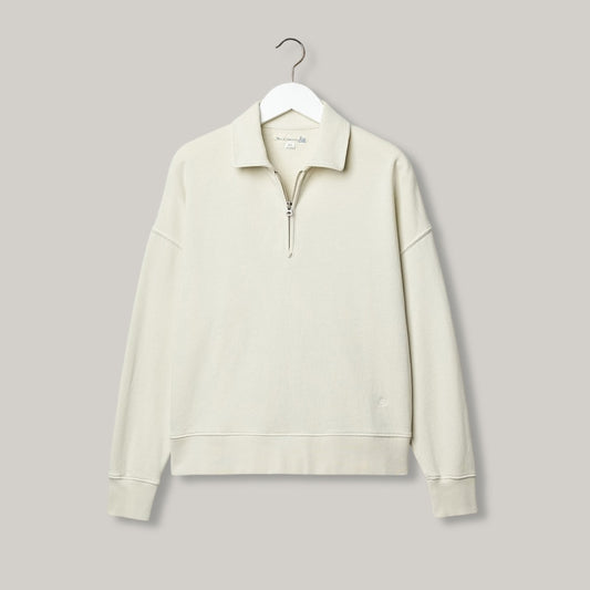 MERZ B. SCHWANEN WOMEN'S ZIP COLLAR SWEATSHIRT - CASHEW