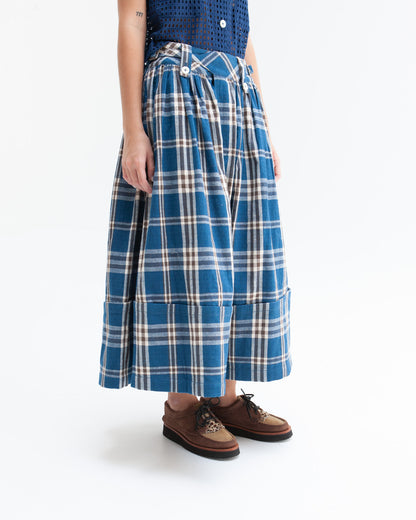 W'MENSWEAR RIDER SKIRT - INDIGO CHECK