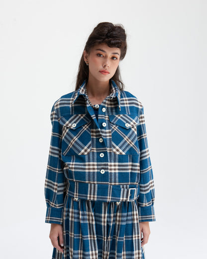 W'MENSWEAR RIDER SKIRT - INDIGO CHECK