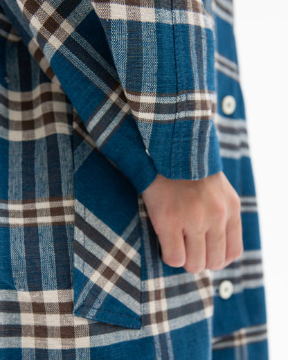 W'MENSWEAR MOTORCYCLE TRENCH - INDIGO CHECK