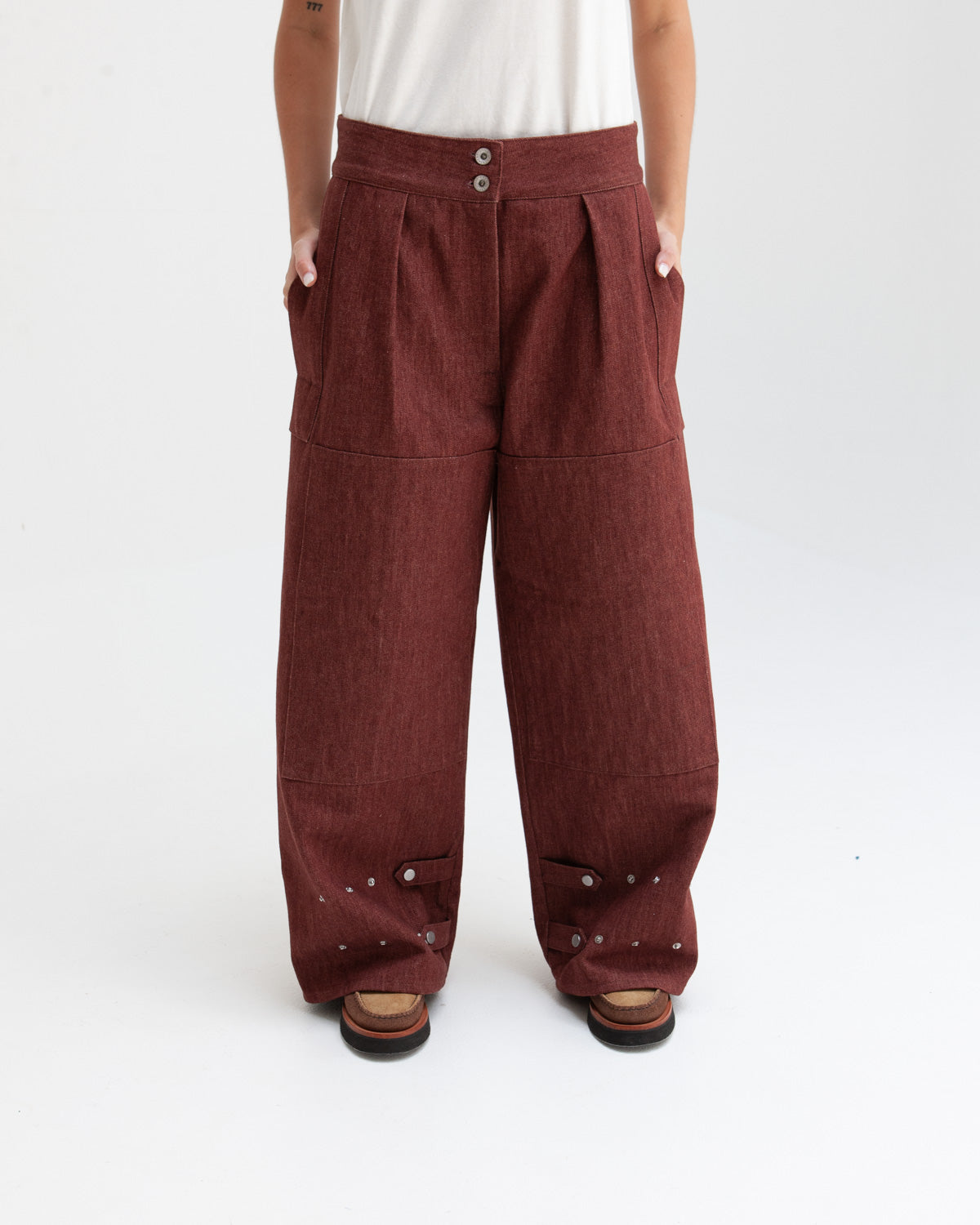 W'MENSWEAR BURNOUT PANTS - BROWN DENIM