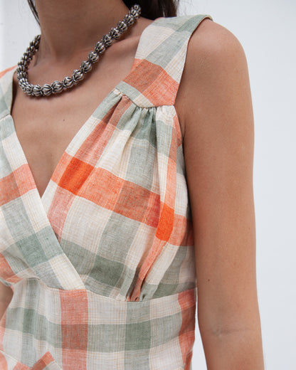 W'MENSWEAR BROOKLANDS DRESS - ORANGE CHECK