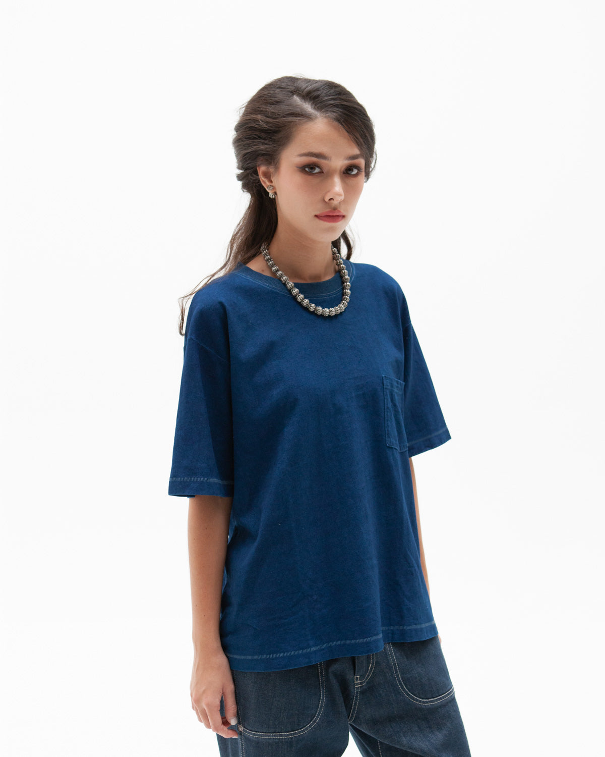 W'MENSWEAR BOWL TEE - INDIGO