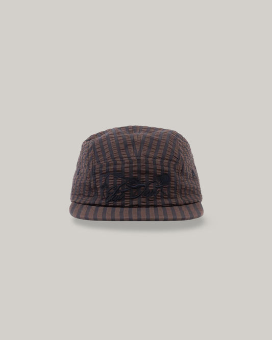 GIRLS OF DUST 5 PANELS CAP - BELFAST SEERSUCKER - COFFEE/ NAVY