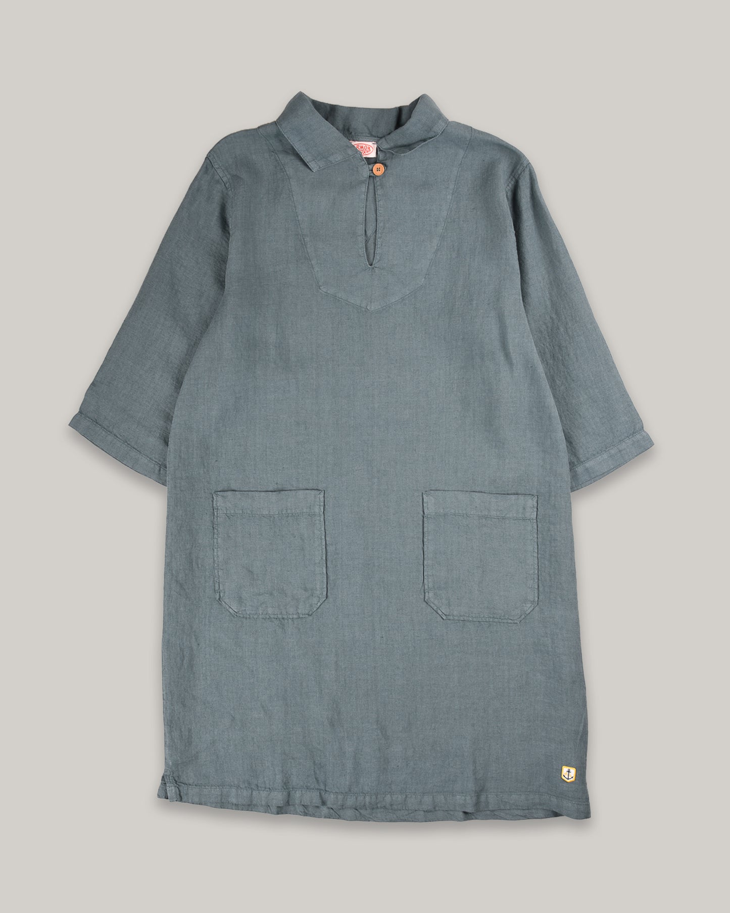 ARMOR LUX HERITAGE LINEN SMOCK DRESS - SILVER PINE