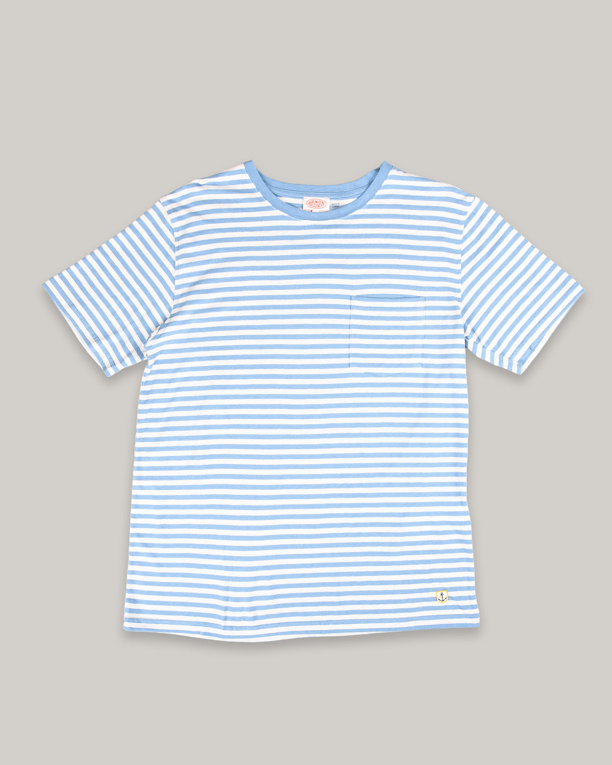 ARMOR LUX POCKET T-SHIRT - COTTON/ LINEN -  WATERFALL/ NATURE