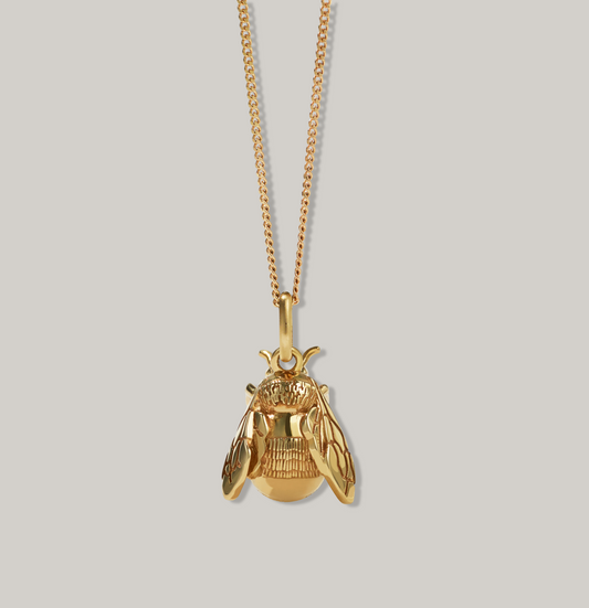 MEADOWLARK BEE CHARM NECKLACE - 23K GOLD PLATED