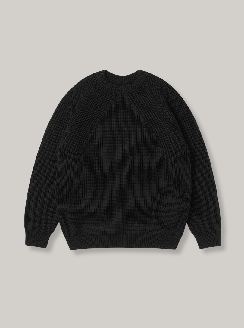 BATONER WOOL SIGNATURE CREW NECK - BLACK