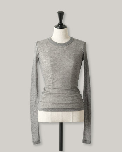 BATONER MELTY RIB U-NECK LONG SLEEVE T-SHIRT - VERMILION
