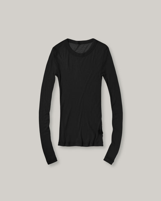 BATONER MELTY RIB U-NECK LONG SLEEVE T-SHIRT - BLACK