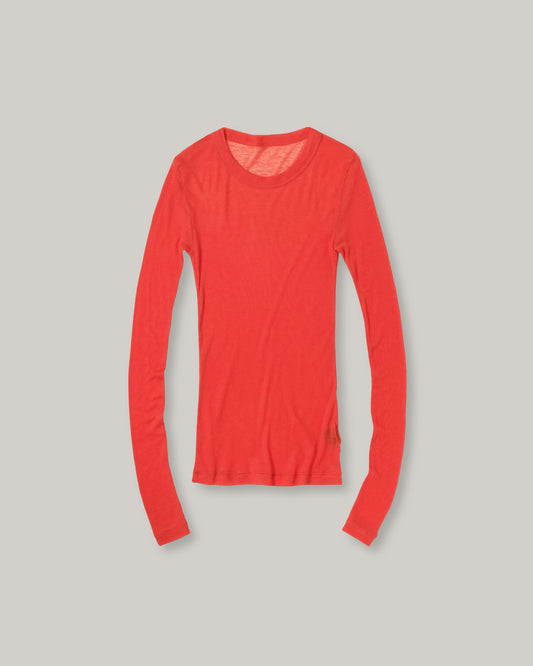 BATONER MELTY RIB U-NECK LONG SLEEVE T-SHIRT - VERMILION