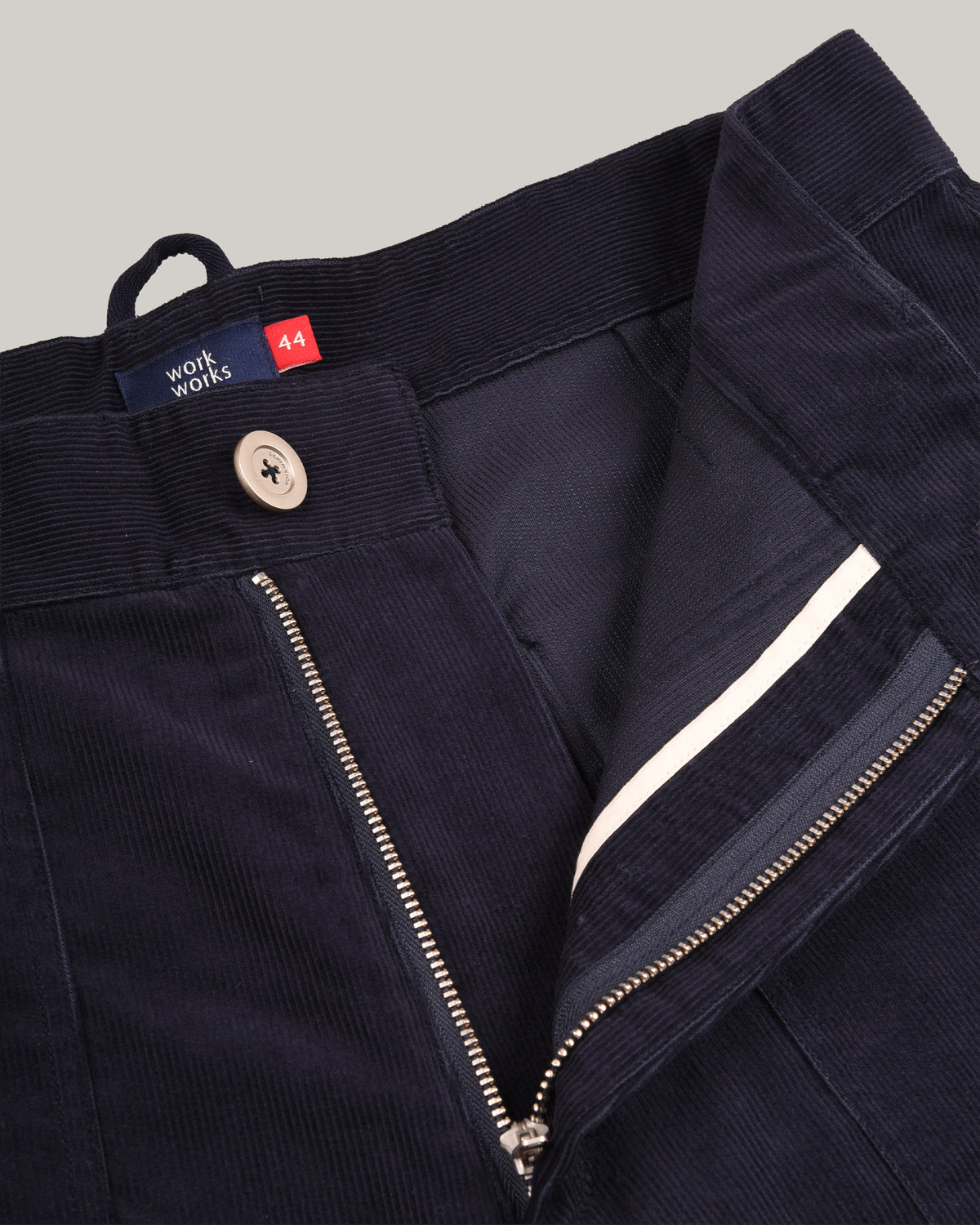 WORK WORKS WOMEN'S UTILITY POCKET STRAIGHT RELAXED PANTS - NAVY CORDUROY