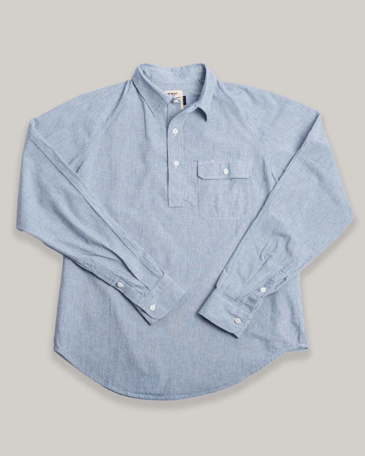 HEIMAT ARTIST CHAMBRAY PINSTRIPE POPOVER - INK/ SEASHELL