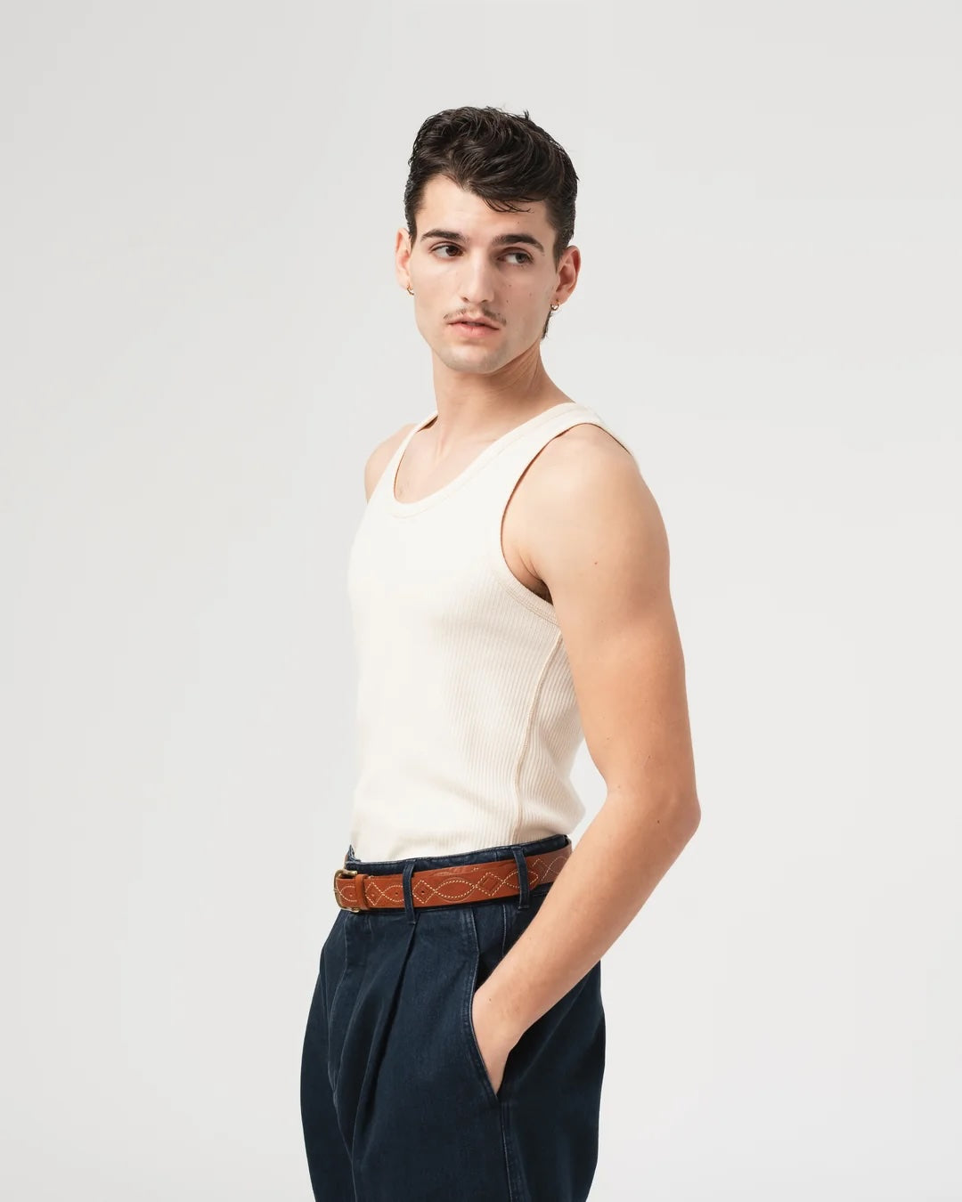 EAT DUST TANK TOP - MILITARY RIB - ECRU