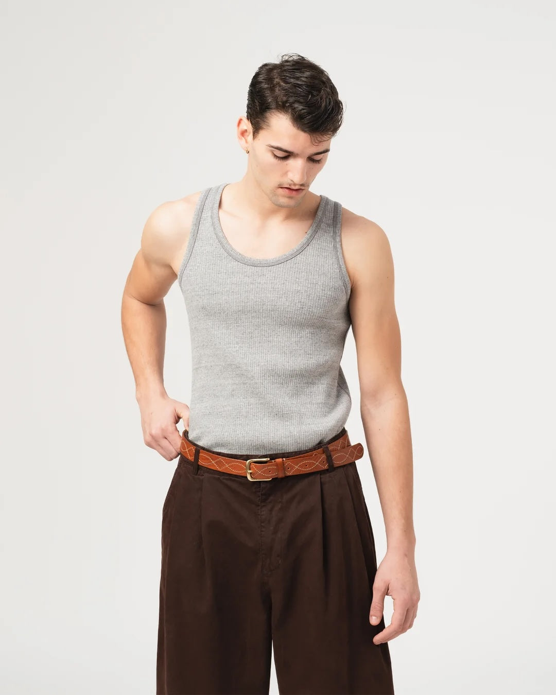 EAT DUST TANK TOP - MILITARY RIB - GREY MELANGE