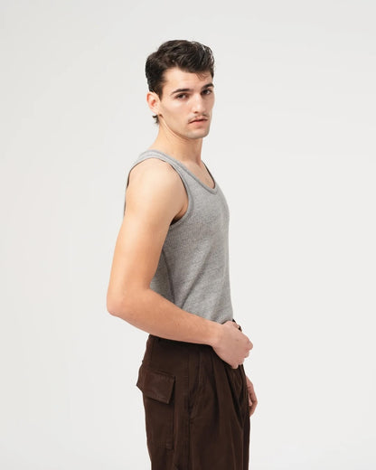 EAT DUST TANK TOP - MILITARY RIB - GREY MELANGE