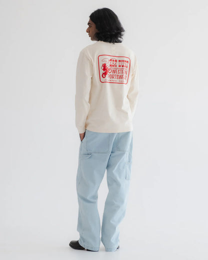 EAT DUST WESTERN SPORTSWEAR LONG SLEEVE TEE - OFF WHITE
