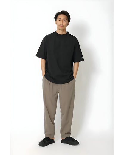 SNOWPEAK RECYCLED COTTON MOCKNECK T-SHIRT - BLACK