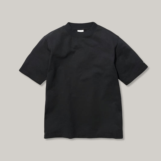 SNOWPEAK RECYCLED COTTON MOCKNECK T-SHIRT - BLACK