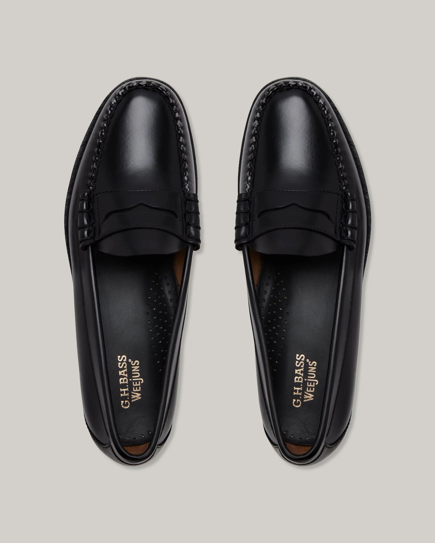 G. H. BASS -  WEEJUN LARSON MOC PENNY LOAFER - BLACK LEATHER