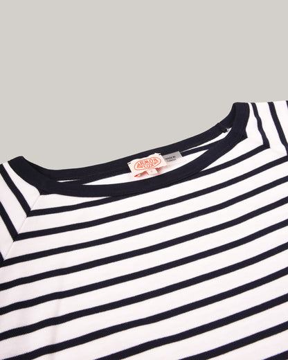 ARMOR LUX LADIES SLEEVELESS BRETON T-SHIRT - WHITE/ SEAL