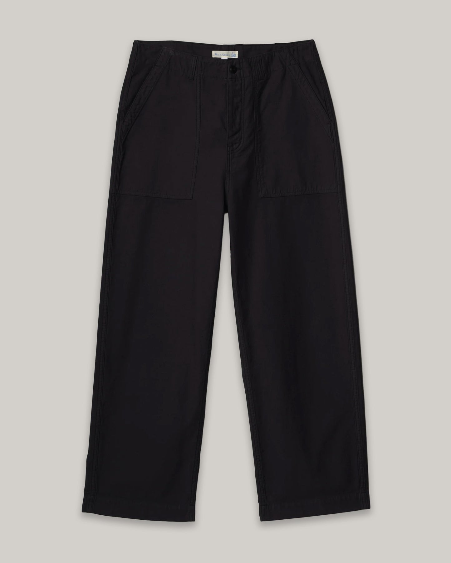 MERZ B. SCHWANEN SATEEN CANVAS FATIGUE PANTS - STORM BLACK