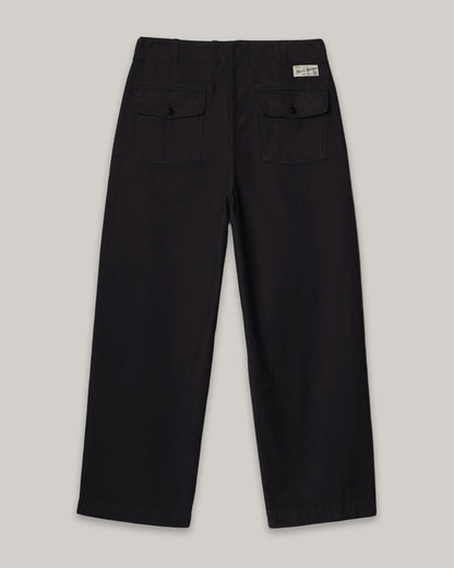 MERZ B. SCHWANEN SATEEN CANVAS FATIGUE PANTS - STORM BLACK
