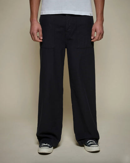 MERZ B. SCHWANEN SATEEN CANVAS FATIGUE PANTS - STORM BLACK