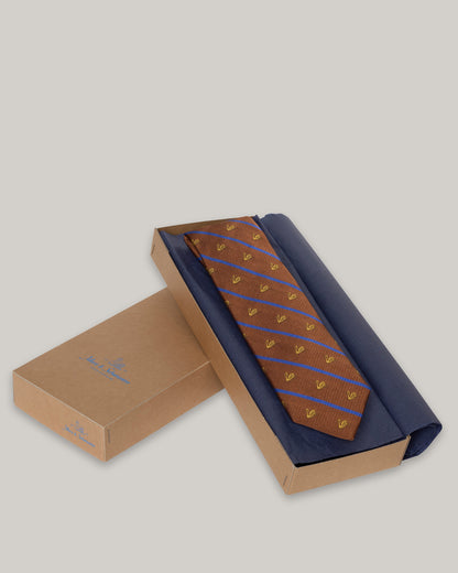 MERZ B. SCHWANEN SILK TIE - SWAN DRIFT - TEAK