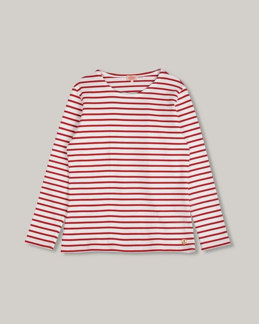 ARMOR LUX LADIES HERITAGE BRETON SHIRT L/S - WHITE/ BRAISE