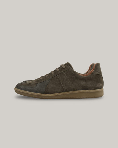 REPRODUCTION OF FOUND - GERMAN MILITARY TRAINER - OLIVE SUEDE